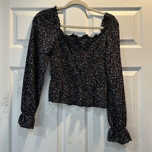 Topshop Smocked Floral Square Neck Peasant Top 6